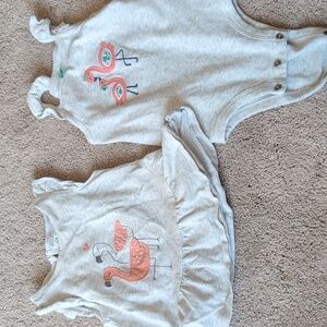 Two Carter's 12months Flamingo Tank Tops